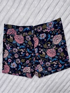 LOFT Navy Floral High-Rise Shorts with Pink & Blue Blooms
